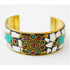 Браслет скоба Мозайка з камінням №6