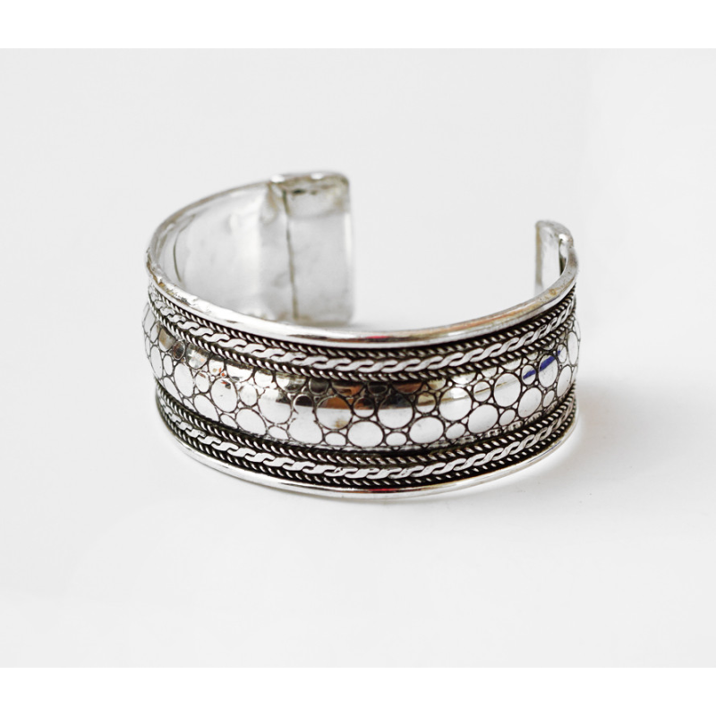 Браслет Скоба Круги білий метал