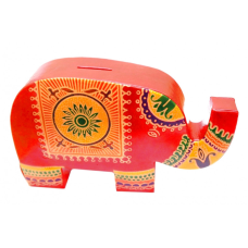 Скарбничка шкіряна Слон Червоний