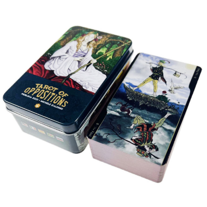 Карти Таро Протилежностей (Tarot of Oppositions) у металевій коробці