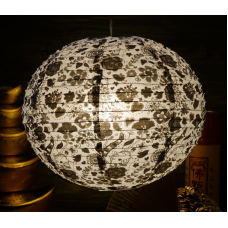 Ліхтар паперовий ШАР чорний орнамент №2