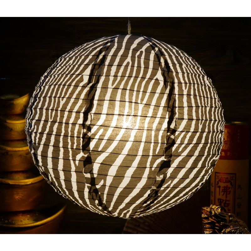 Ліхтар паперовий ШАР чорний орнамент №4