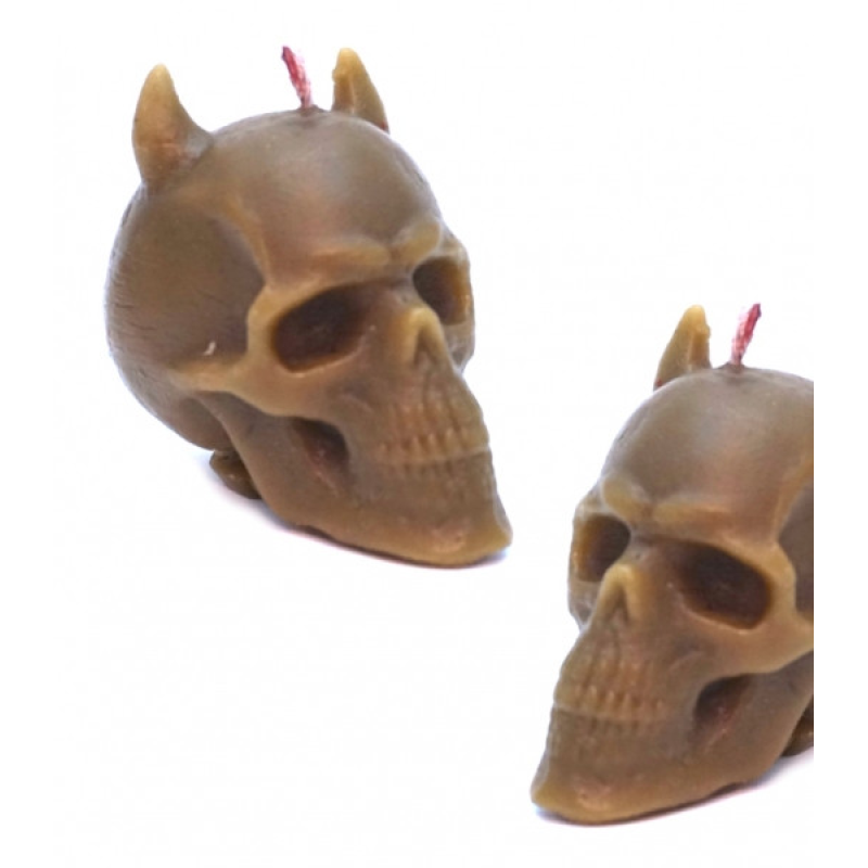 Свічка череп з рожками натуральний колір Свічка череп з рожками натуральний колір