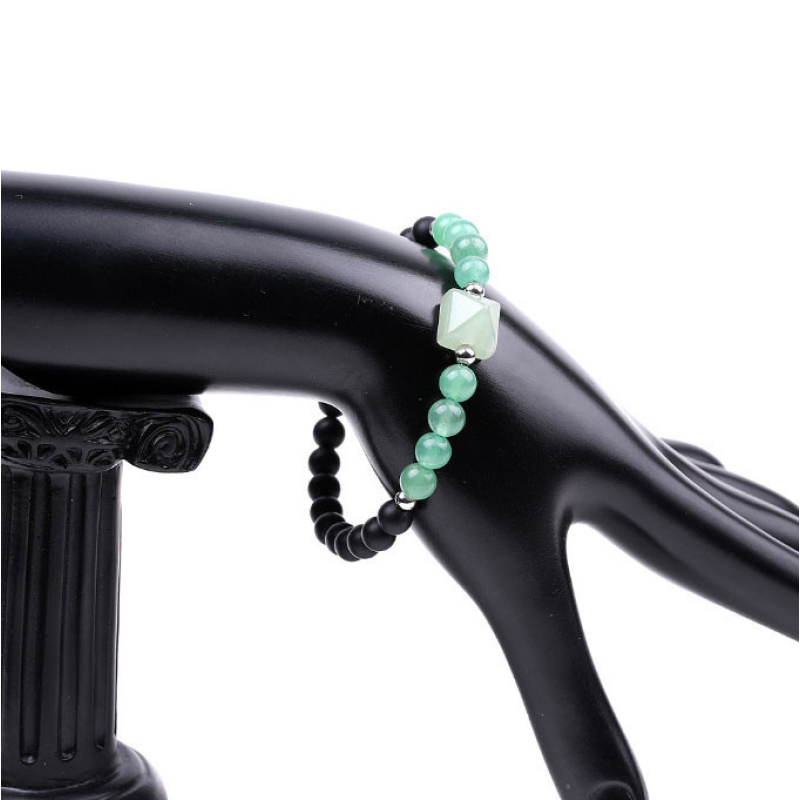 Браслет Пірамідка Лавовий камінь Зелений авантюрин