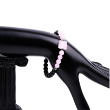 Браслет Пірамідка Лавовий камінь Рожевий кварц