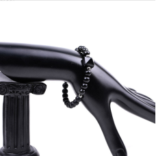 Браслет Пірамідка Лавовий камінь Чорний обсидіан