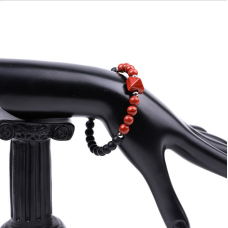 Браслет Пірамідка Лавовий камінь Червона яшма