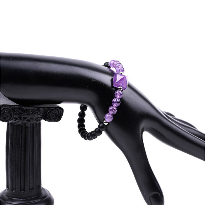 Браслет Пірамідка Лавовий камінь Аметист