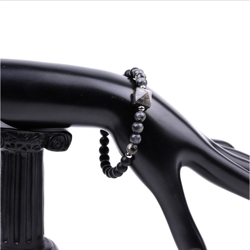 Браслет Пірамідка Лавовий камінь Лабрадорит