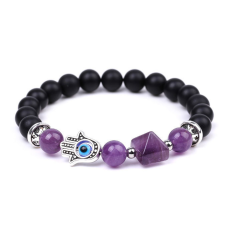 Браслет Хамса Пірамідка Лавовий камінь Аметист