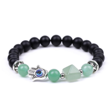 Браслет Хамса Пірамідка Лавовий камінь Зелений авантюрин