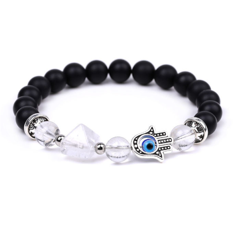 Браслет Хамса Пірамідка Лавовий камінь Гірський кришталь
