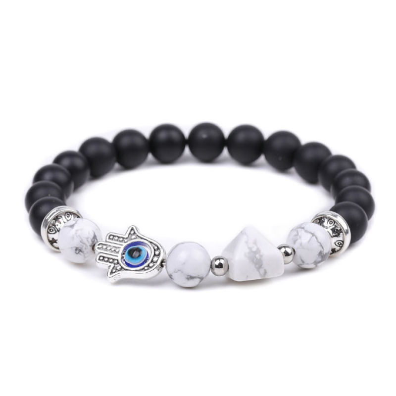 Браслет Хамса Пірамідка Лавовий камінь Говліт