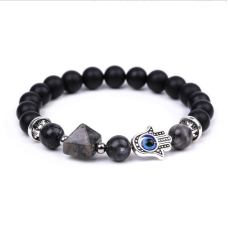 Браслет Хамса Пірамідка Лавовий камінь Лабрадорит
