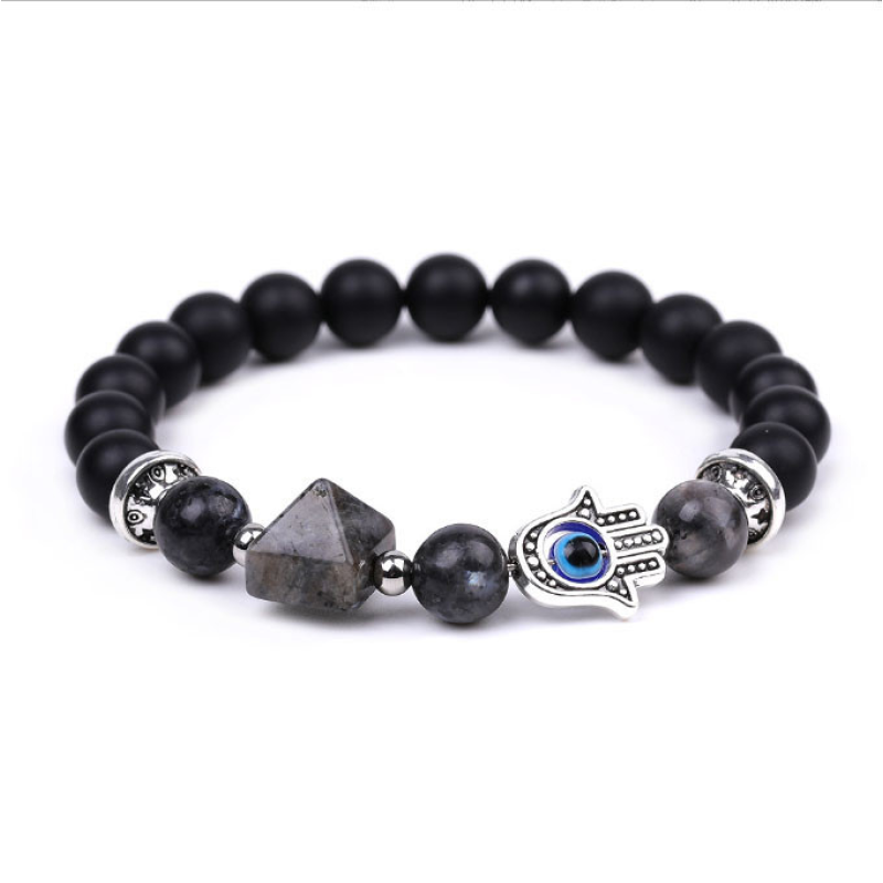 Браслет Хамса Пірамідка Лавовий камінь Лабрадорит