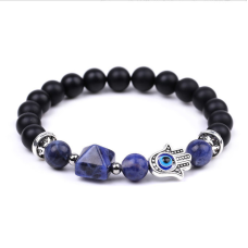 Браслет Хамса Пірамідка Лавовий камінь Лазуріт