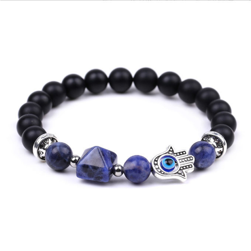 Браслет Хамса Пірамідка Лавовий камінь Лазуріт