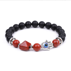 Браслет Хамса Пірамідка Лавовий камінь Червона яшма