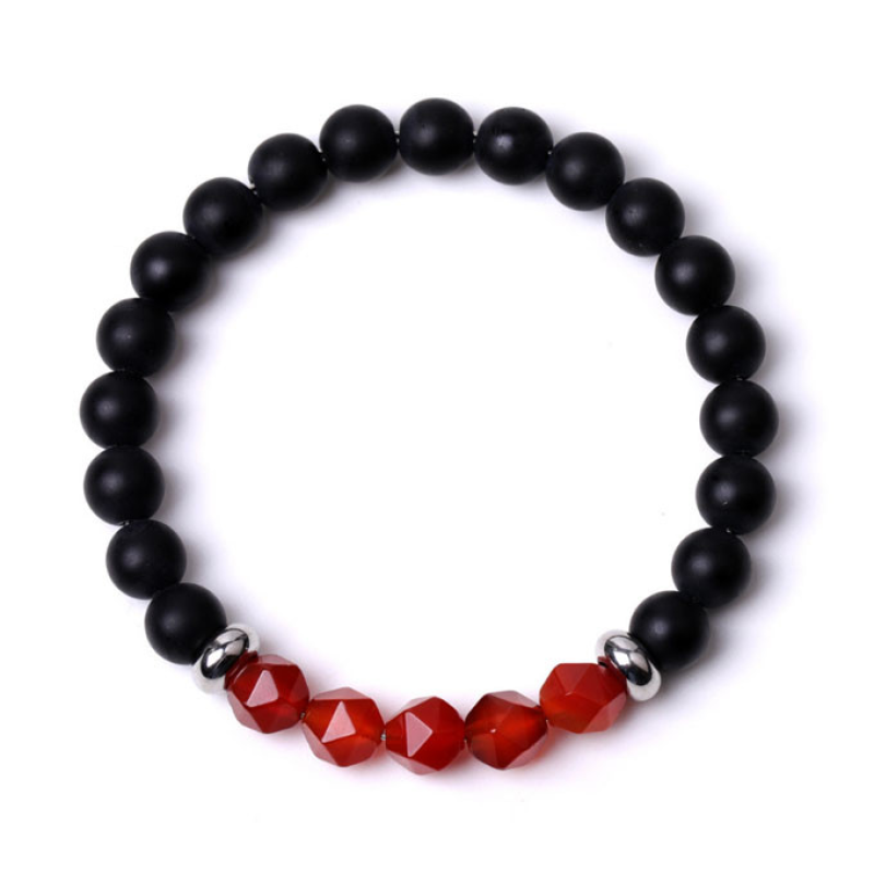 Браслет Лавовий камінь Червоний агат