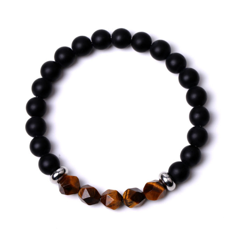 Браслет Лавовий камінь Тигрове око