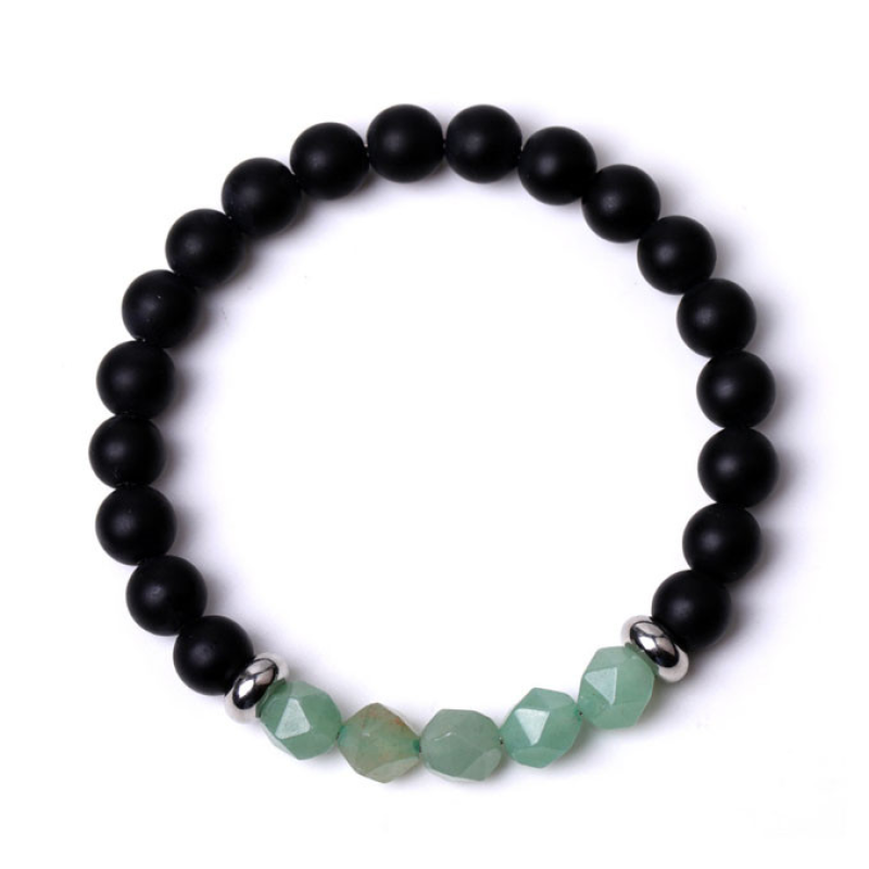 Браслет Лавовий камінь Зелений авантюрин