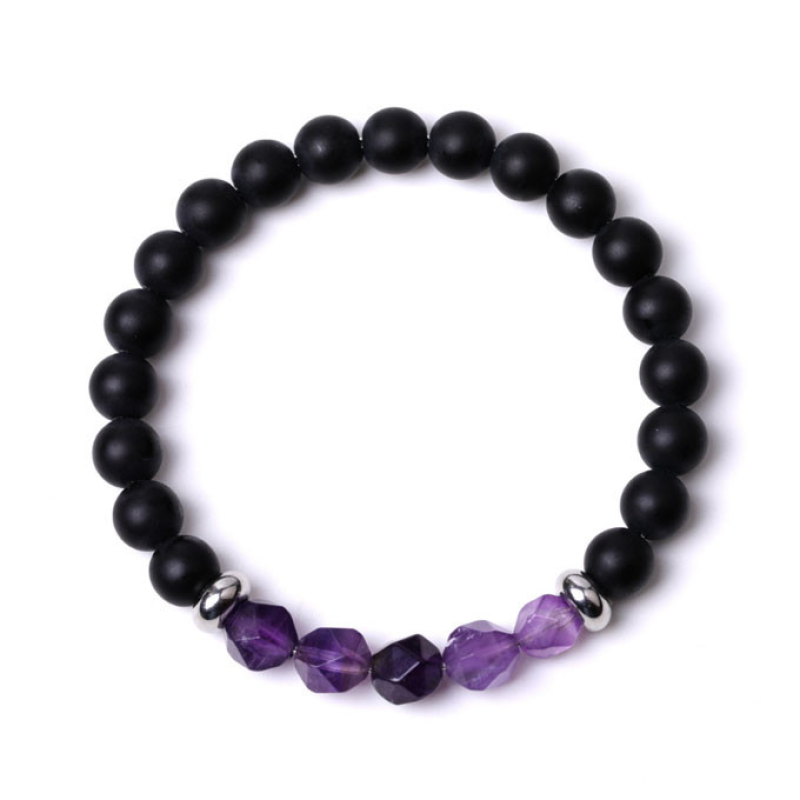 Браслет Лавовий камінь Аметист