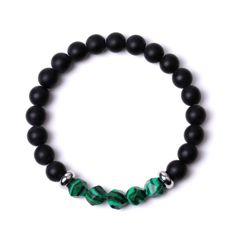 Браслет Лавовий камінь Малахіт полімерний