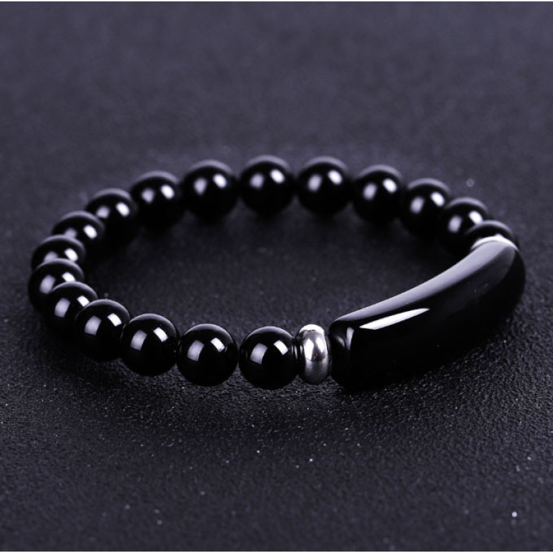 Браслет Смужка Чорний обсидіан