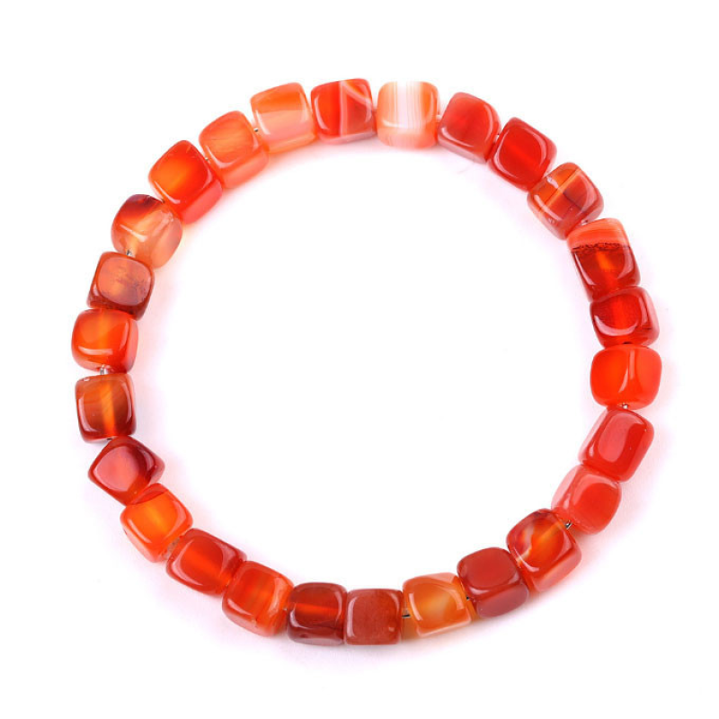 Браслет Кубики Червоний агат