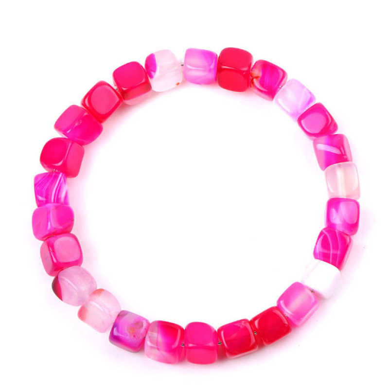 Браслет Кубики Рожевий флюорит