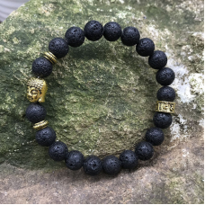 Браслет Голова Будди Лавовий камінь