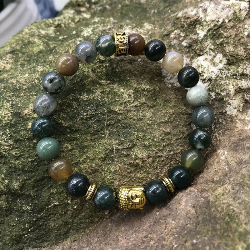 Браслет Голова Будди Індійський агат