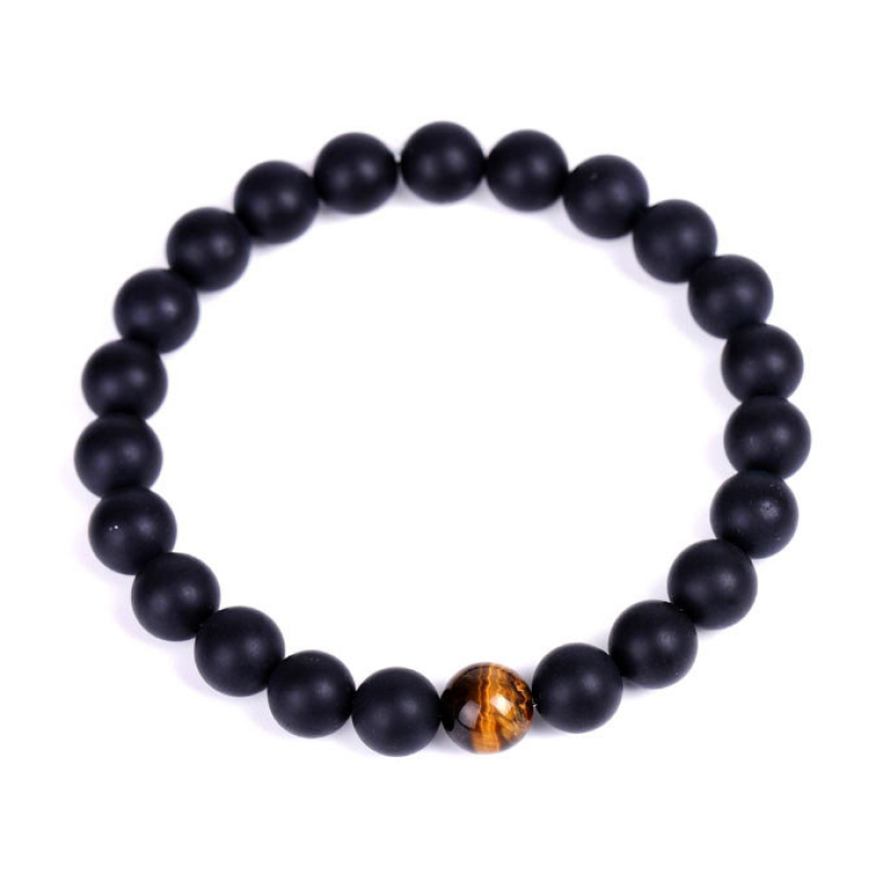 Браслет Лавовий камінь Тигрове око 8мм.