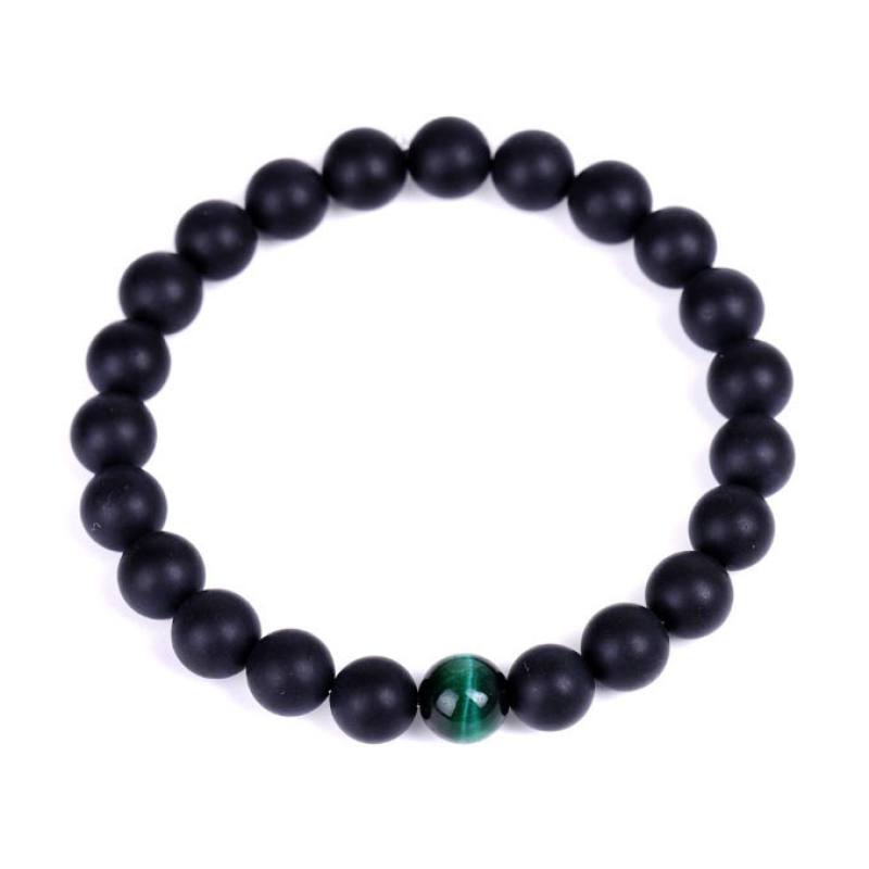 Браслет Лавовий камінь зелене Тигрове око 8мм.