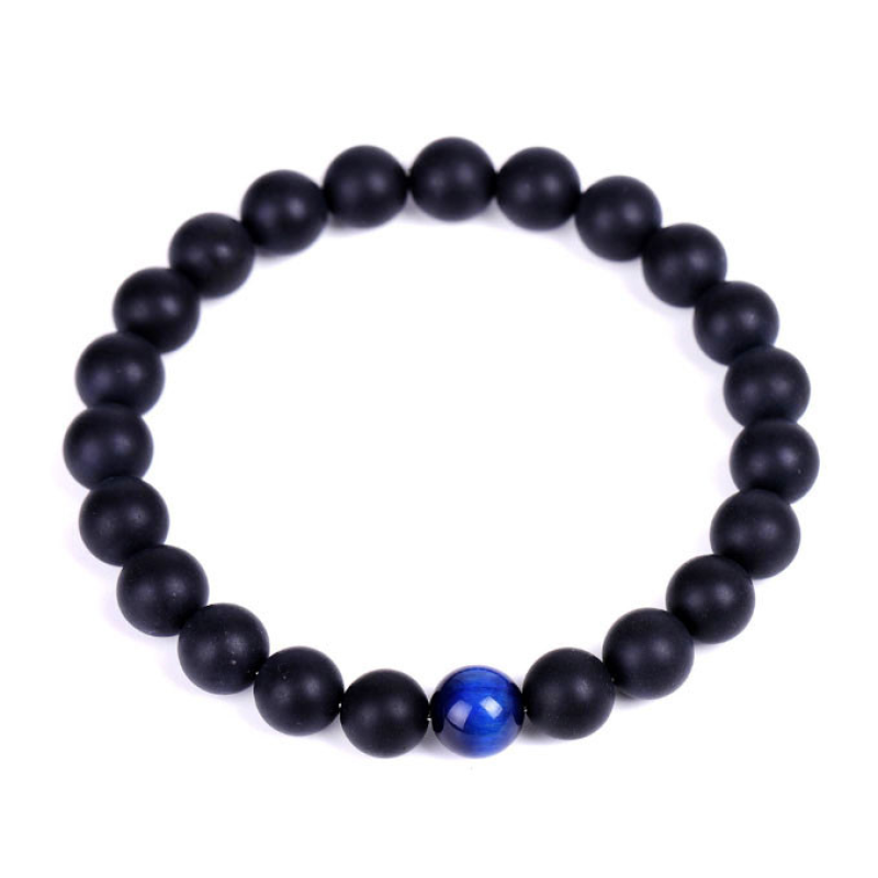 Браслет Лавовий камінь синє Тигрове око 8мм.