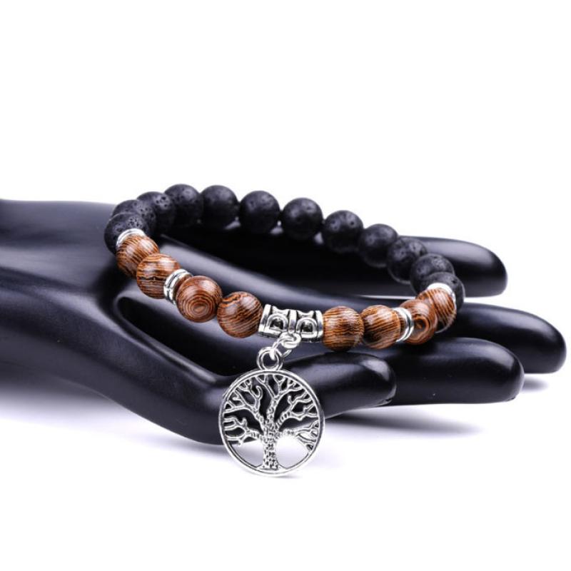 Браслет Лавовий камінь Дерево Венге Древо Життя №1