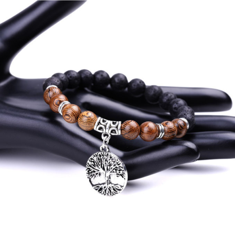 Браслет Лавовий камінь Дерево Венге Древо Життя №3