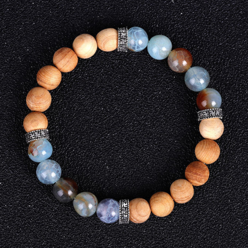 Браслет Блакитний агат Імператорське дерево