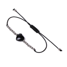 Браслет Серце Чорний обсидіан