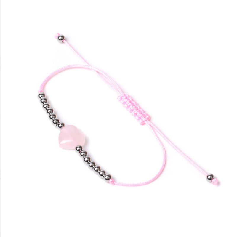 Браслет Серце Рожевий кварц