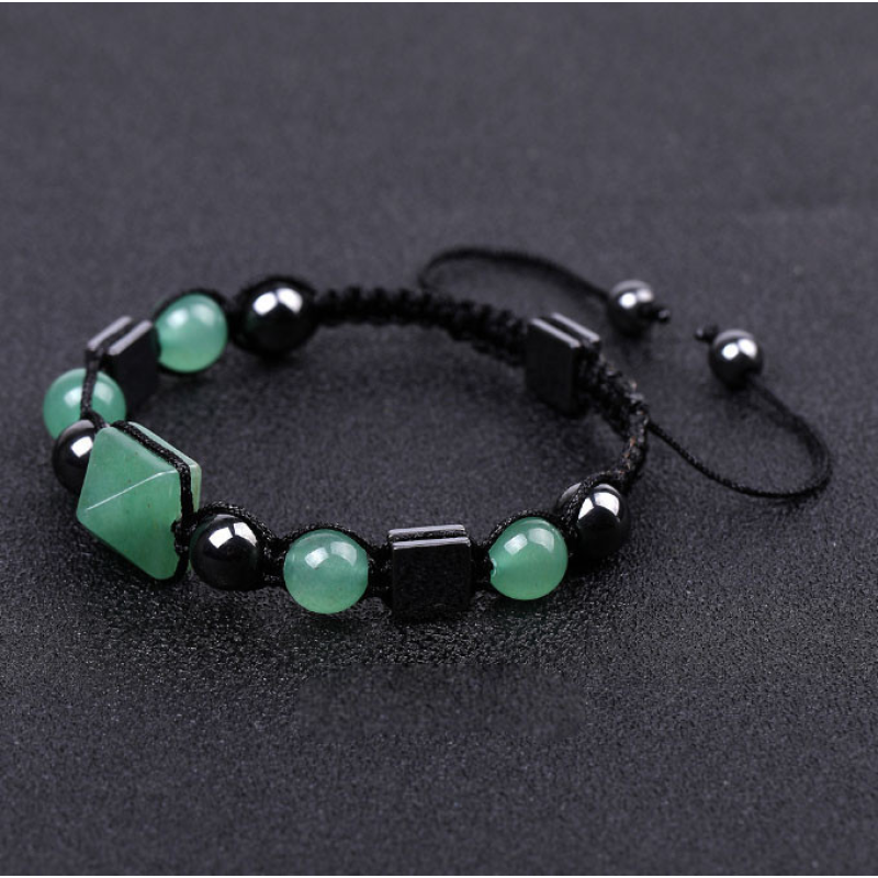 Браслет Пірамідка Гематит Зелений авантюрин