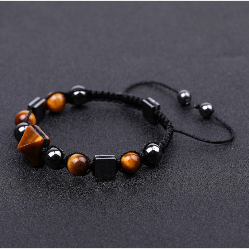 Браслет Пірамідка Гематит Тигрове око