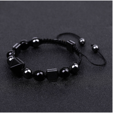 Браслет Пірамідка Гематит Чорний обсидіан