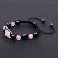 Браслет Пірамідка Гематит Рожевий кварц