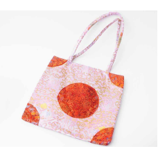 Сумка шовкова з ручками Квадрат Рожева