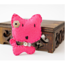 Брошка повстяна Кішка Рожева