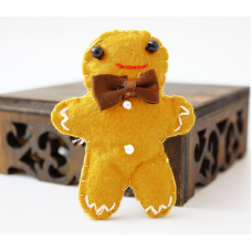 Брошь повстяна Печенько Світло - Коричневе