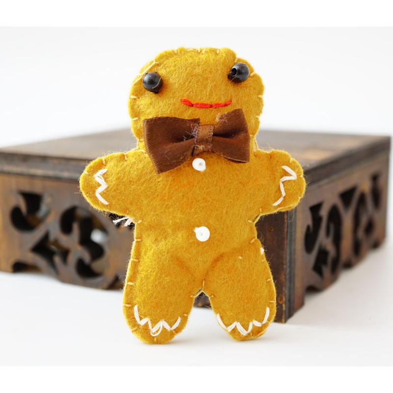 Брошь повстяна Печенько Світло - Коричневе Брошь повстяна Печенько Світло - Коричневе