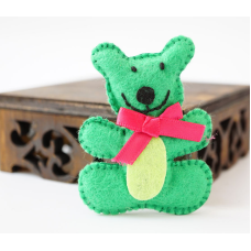 Брошь повстяна Ведмедик Зелений