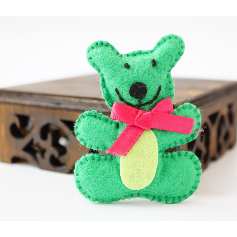 Брошь повстяна Ведмедик Зелений